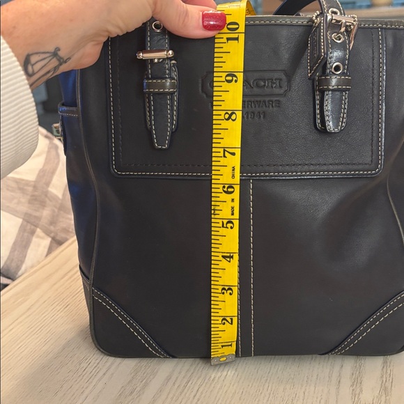 Coach Navy Blue Small Leather Tote Bag - Picture 8 of 10